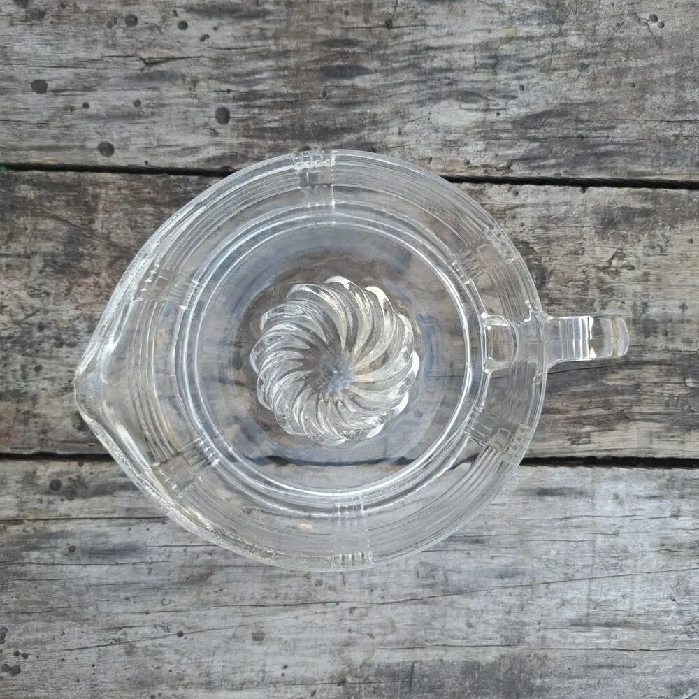 Vintage 1930's Hazel Atlas Clear Depression Glass Criss-Cross Reamer Juicer 40's